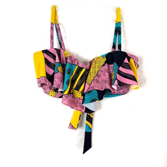 Disney Other - Disney Nightmare Before Christmas Sally Bikini Ruffled Flounce Swim Top Womens M